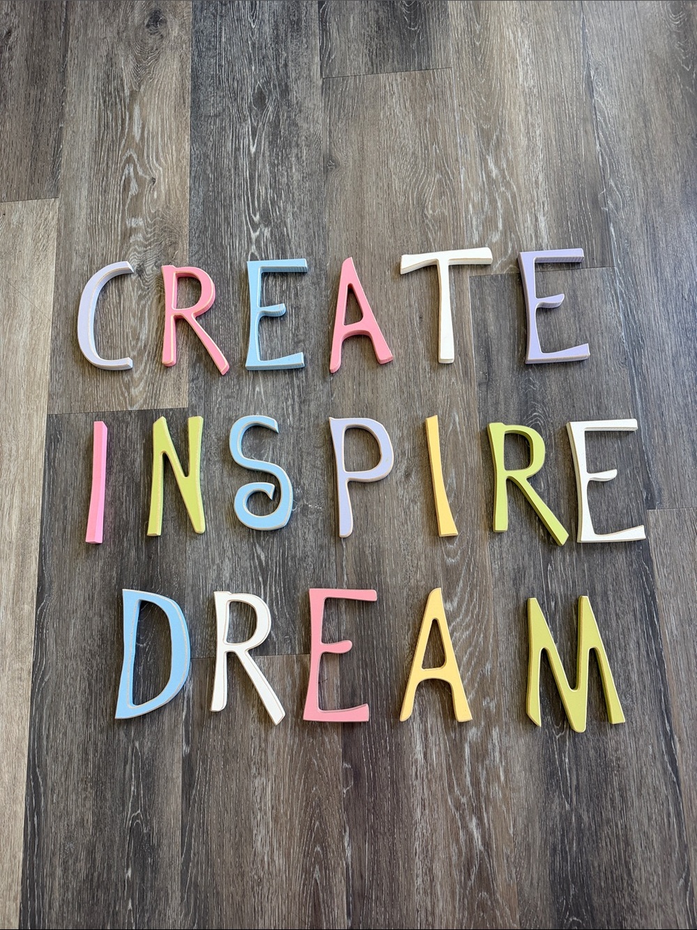 CREATE INSPIRE DREAM Pastel Wood Wall Letters